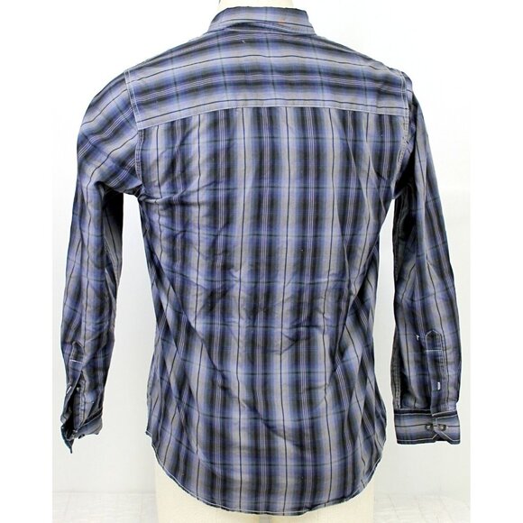 Michael Brandon Sz S Blue Plaid Button Up Shirt Mens Casual Everyday Long Sleeve - Picture 3 of 6